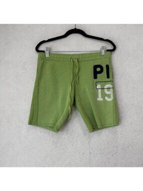Y2K PINK Victoria's Secret Sweat Shorts Womens XS Green Logo Drawstring Pockets